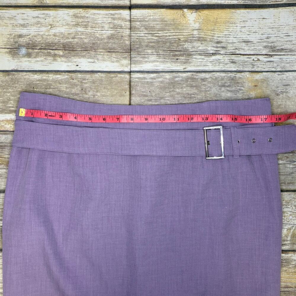 NWT Anne Klein Lavender‎ Belted Preppy Business Office Lined Pencil Skirt Sz 12 - Picture 3 of 6